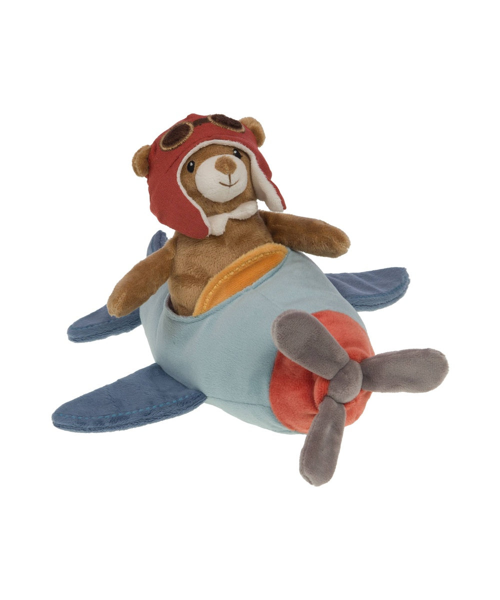 Peluche ourson dans son avion de la marque Amadeus Les Petits