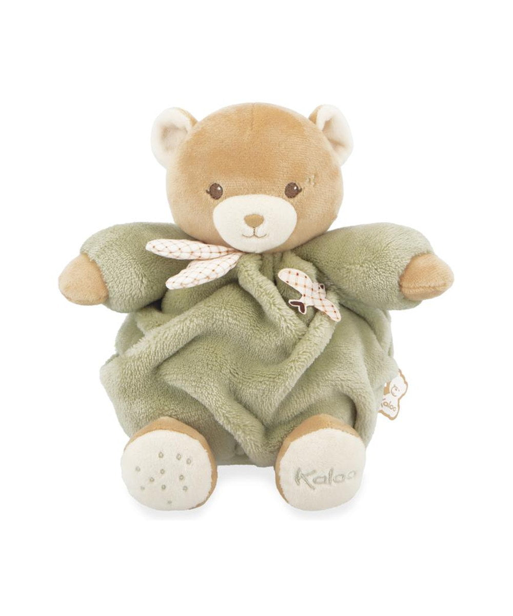 Peluche Patapouf Ours vert 17 cm de la marque Kaloo, sur fond blanc