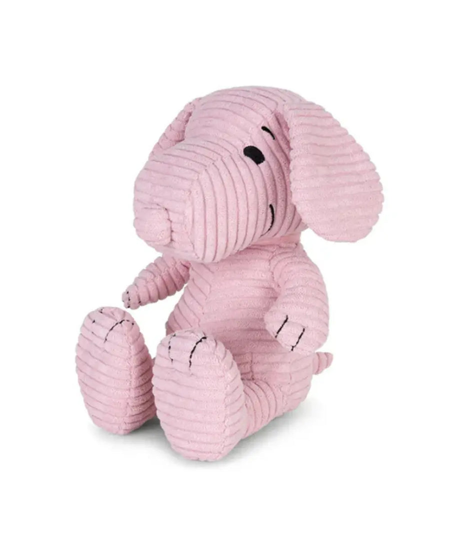 Peluche Snoopy en velours côtelé Rose sur fond blanc