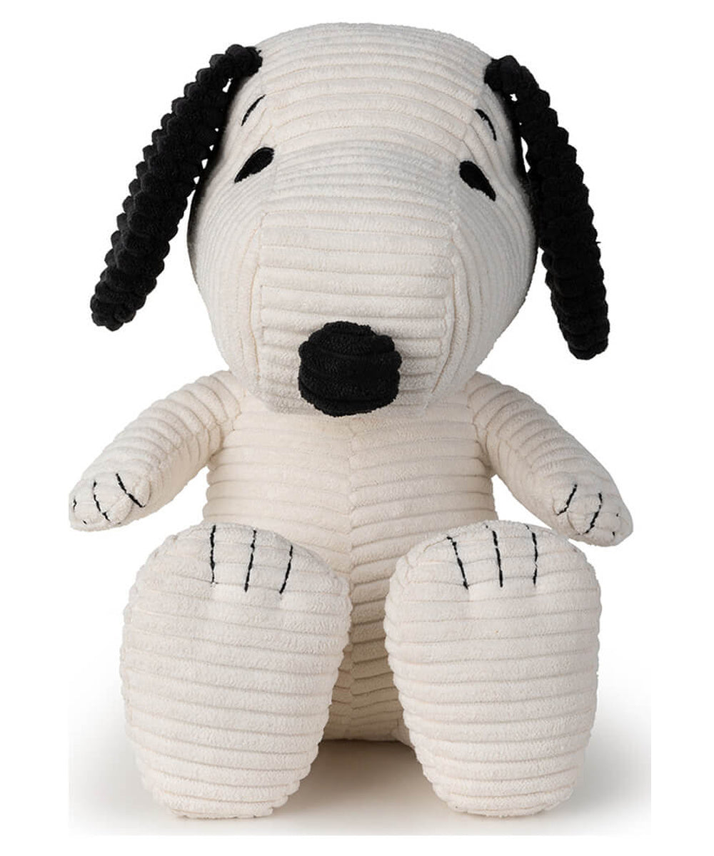 Peluche Snoopy velours côtelé Crème 27 cm de Bon Ton Toys, de face sur fond blanc