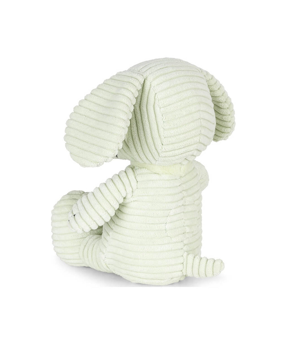 Peluche Snoopy velours côtelé Vert 19 cm de Bon Ton Toys, vu de dos sur fond blanc