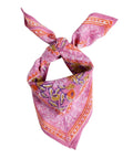 Petit foulard imprimé artisanalement en Inde, modèle Meera Orchidée de la marque française Bonheur du Jour