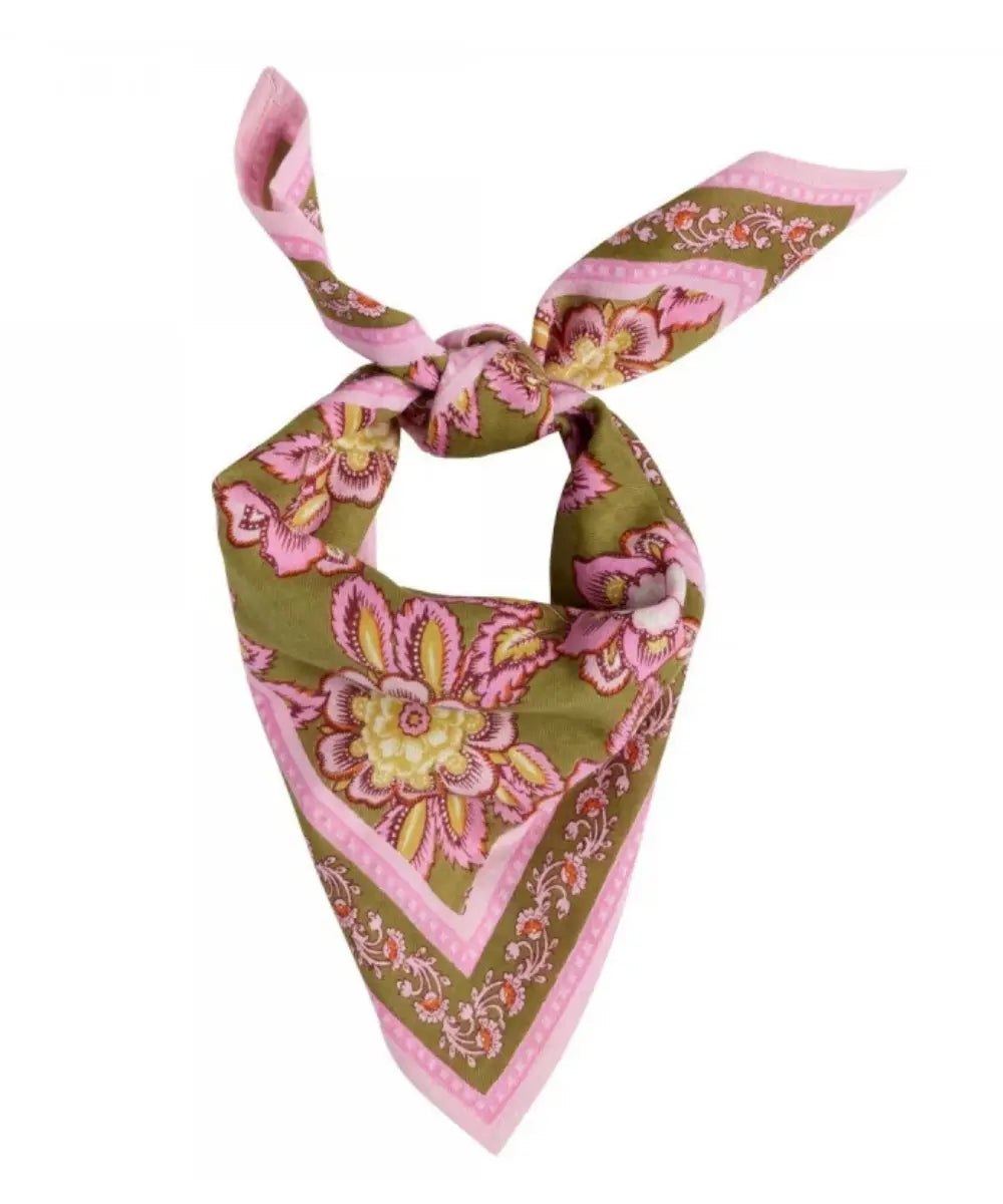 Petit foulard indien Jakarta Olive de la marque française Bonheur du Jour