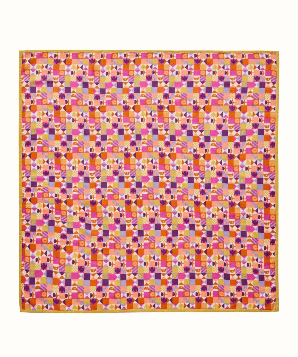 Détails du motif du Petit foulard Patchy Miel Bonheur du Jour