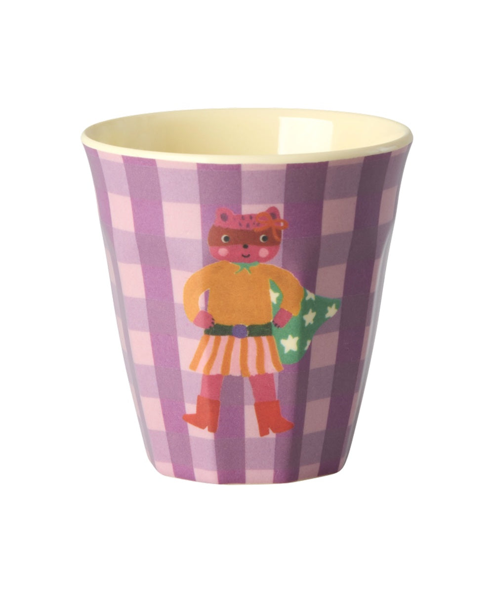Petit gobelet Hero rose Rice motif Carreaux violets