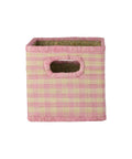 Petit panier carré en raphia Vichy rose de Rice sur fond blanc