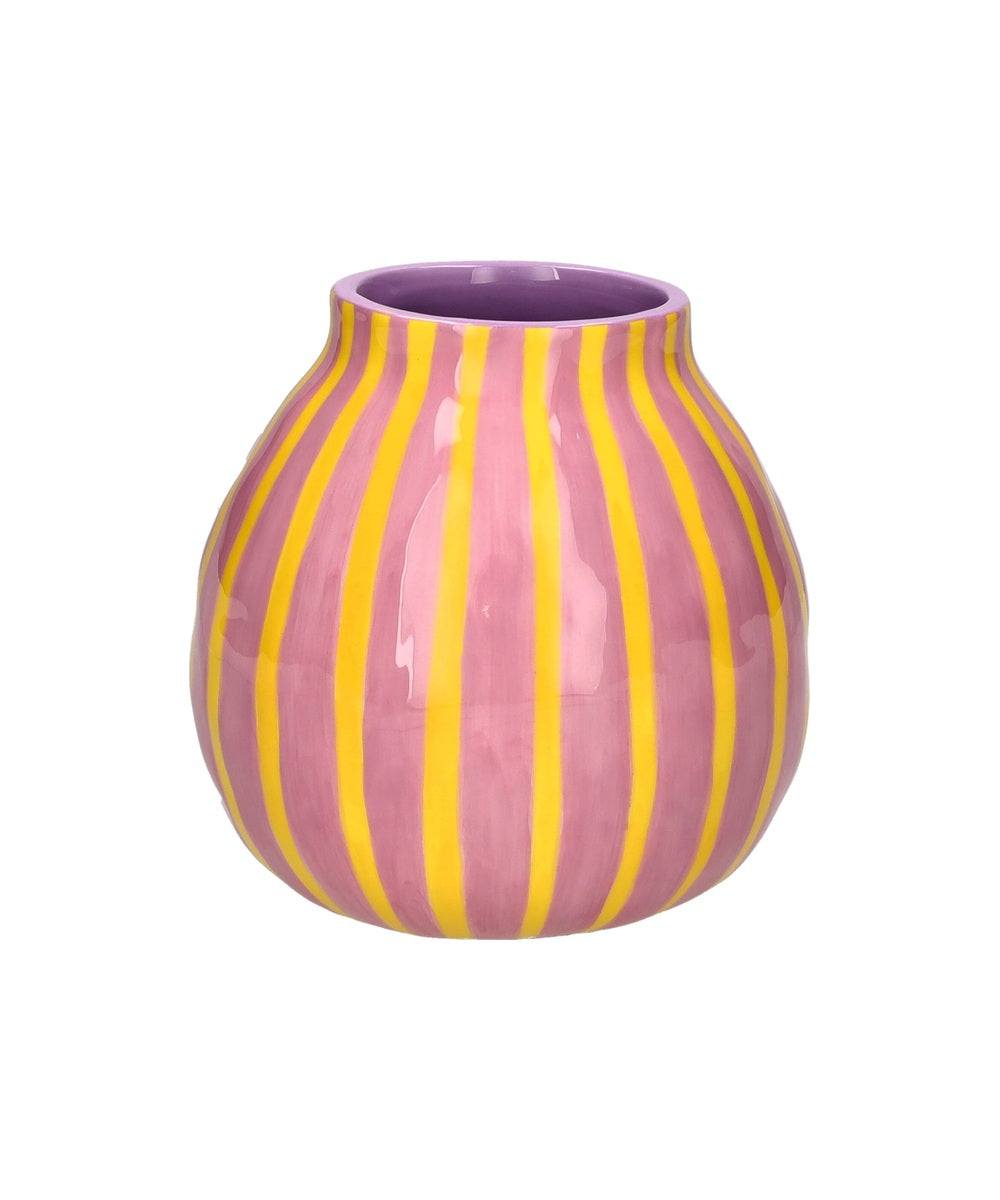 Petit vase rayé Artisan rose et jaune de Gift Company