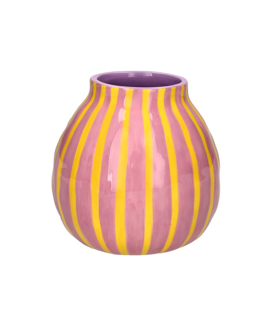 Petit vase rayé Artisan rose et jaune de Gift Company