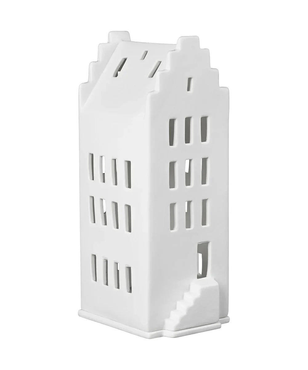 Grande maison photophore en porcelaine blanche Räder avec pignon.