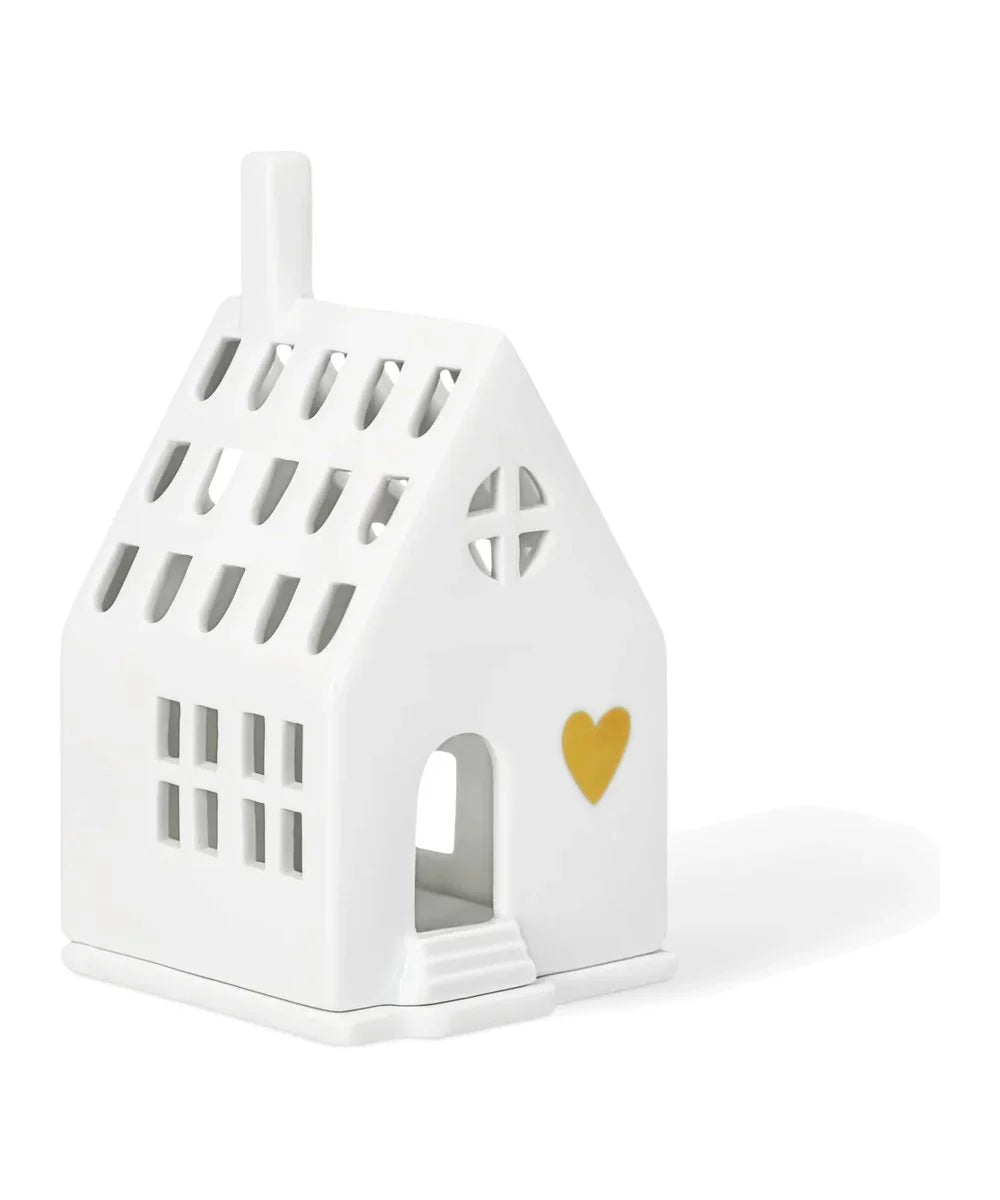 Vue détaillée de Photophore maison Home is where the heart is de la marque Räder, sur fond blanc