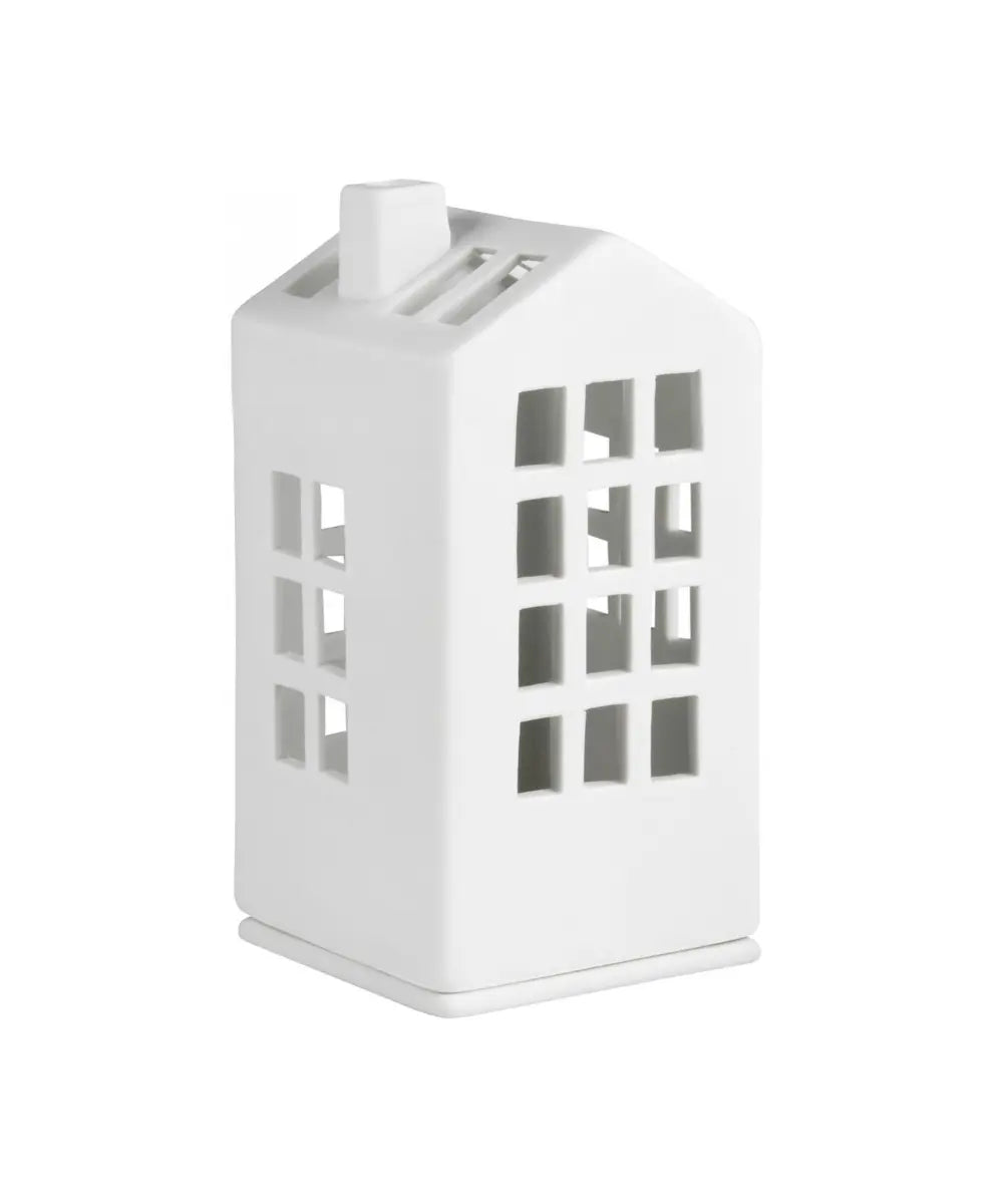 Photophore en porcelaine en forme de Maison modèle "Mairie" de la marque de décoration Räder, sur fond blanc