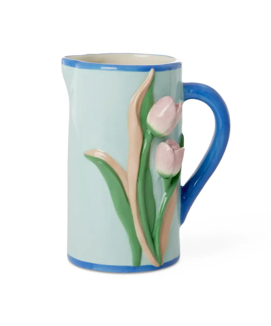 Pichet en céramique Tulipes de la marque Rice sur fond blanc