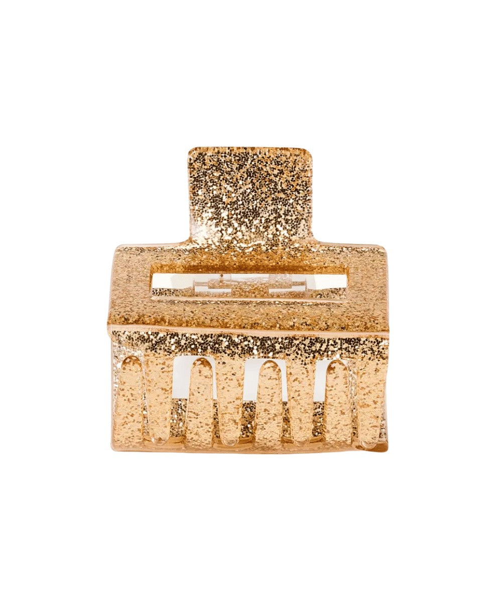 Pince à cheveux Rectangle Paillettes Or