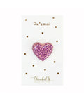 Pin's coeur léopard rose et violet de la marque française Baubels