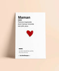 Pin's Coeur rouge avec sa carte Maman de la marque française Les Imprimeuses