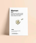 Pin's Maguerite avec sa carte Maman de la marque française Les Imprimeuses