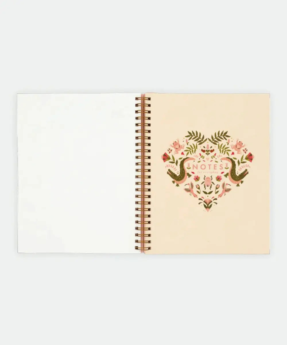 Carnet de planification mensuelle rose pastel motif crocodile avec spirales dorées de la marque All The Ways To Say.