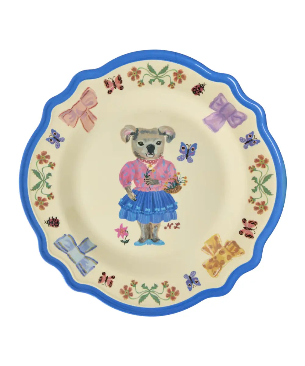 Plat en mélamine Koala de la collaboration Nathalie Lété et Rice sur fond blanc