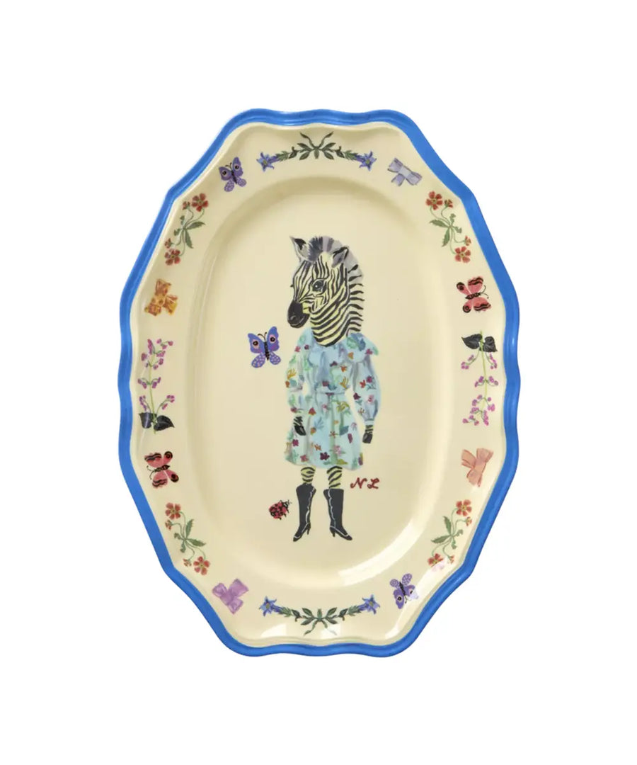 Petit plat en mélamine Zèbre de la collaboration entre Nathalie Lété et la marque danoise Rice