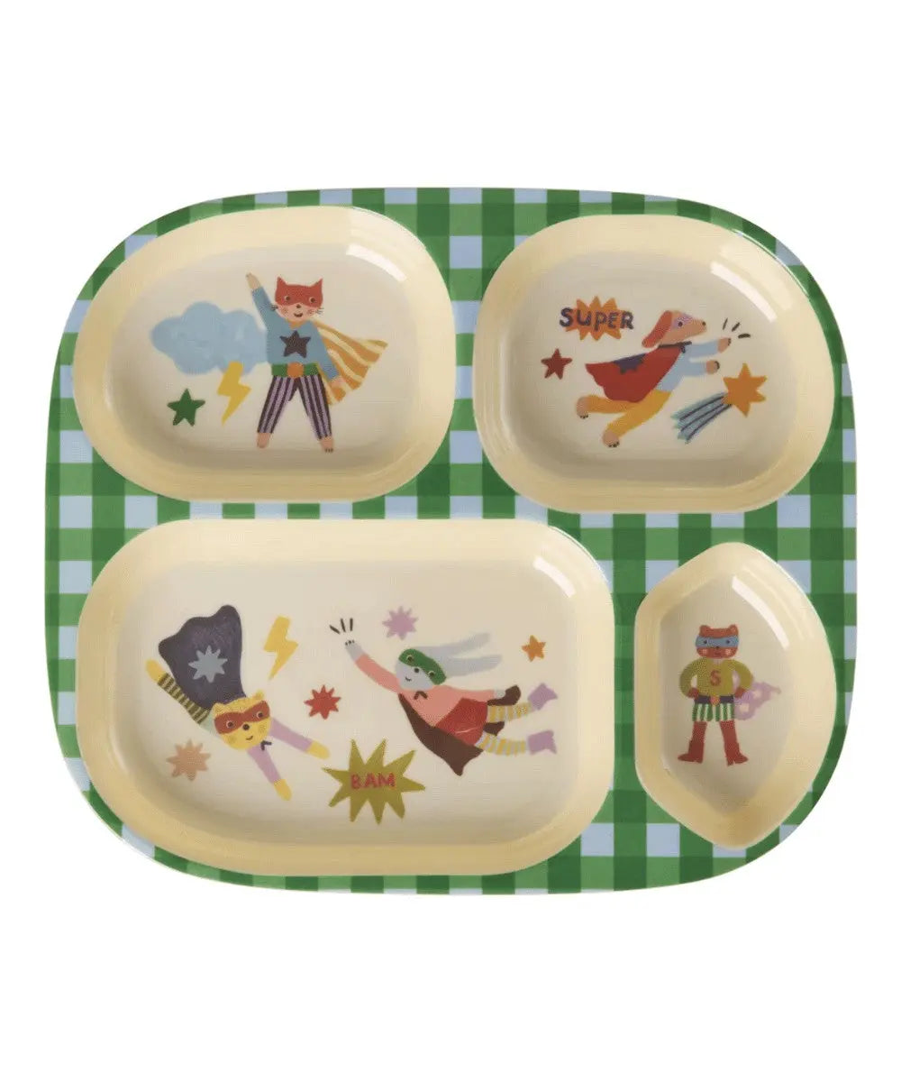 Plateau compartimenté melamine Héros Vert de Rice sur fond blanc
