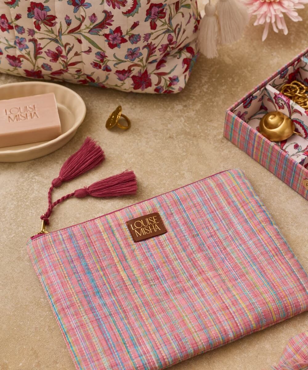 Pochette Domina Pink Pomelo Checks Louise Misha