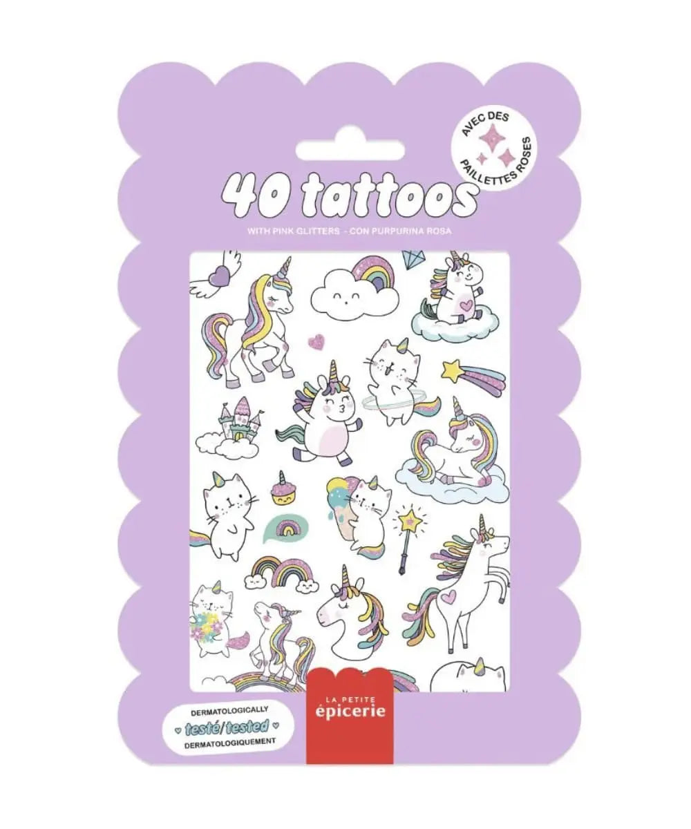 Pochette Tatouages Licornes de La Petite Epicerie sur fond blanc
