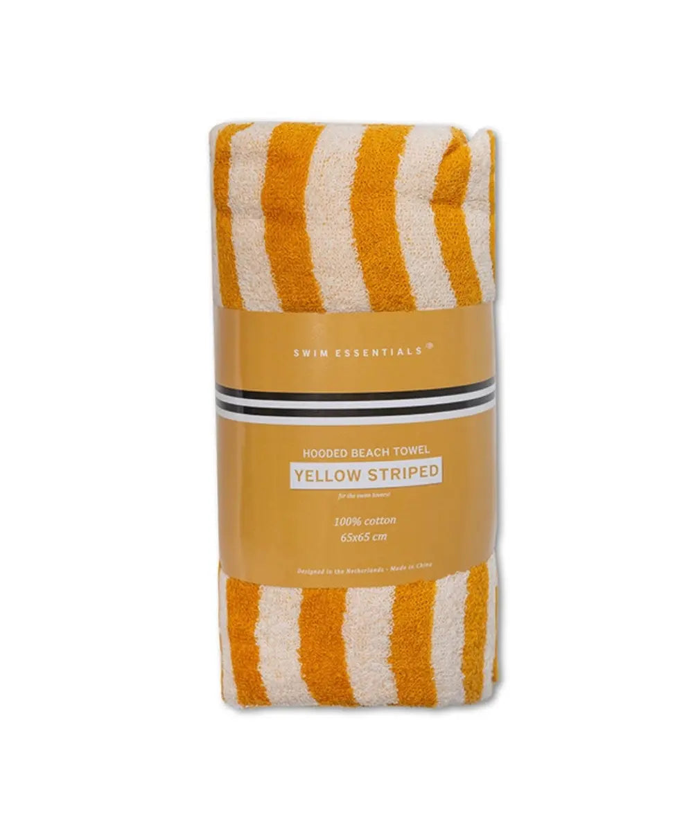 Poncho de bain pour enfant 100% coton avec des rayures jaunes de la marque Swim Essentials