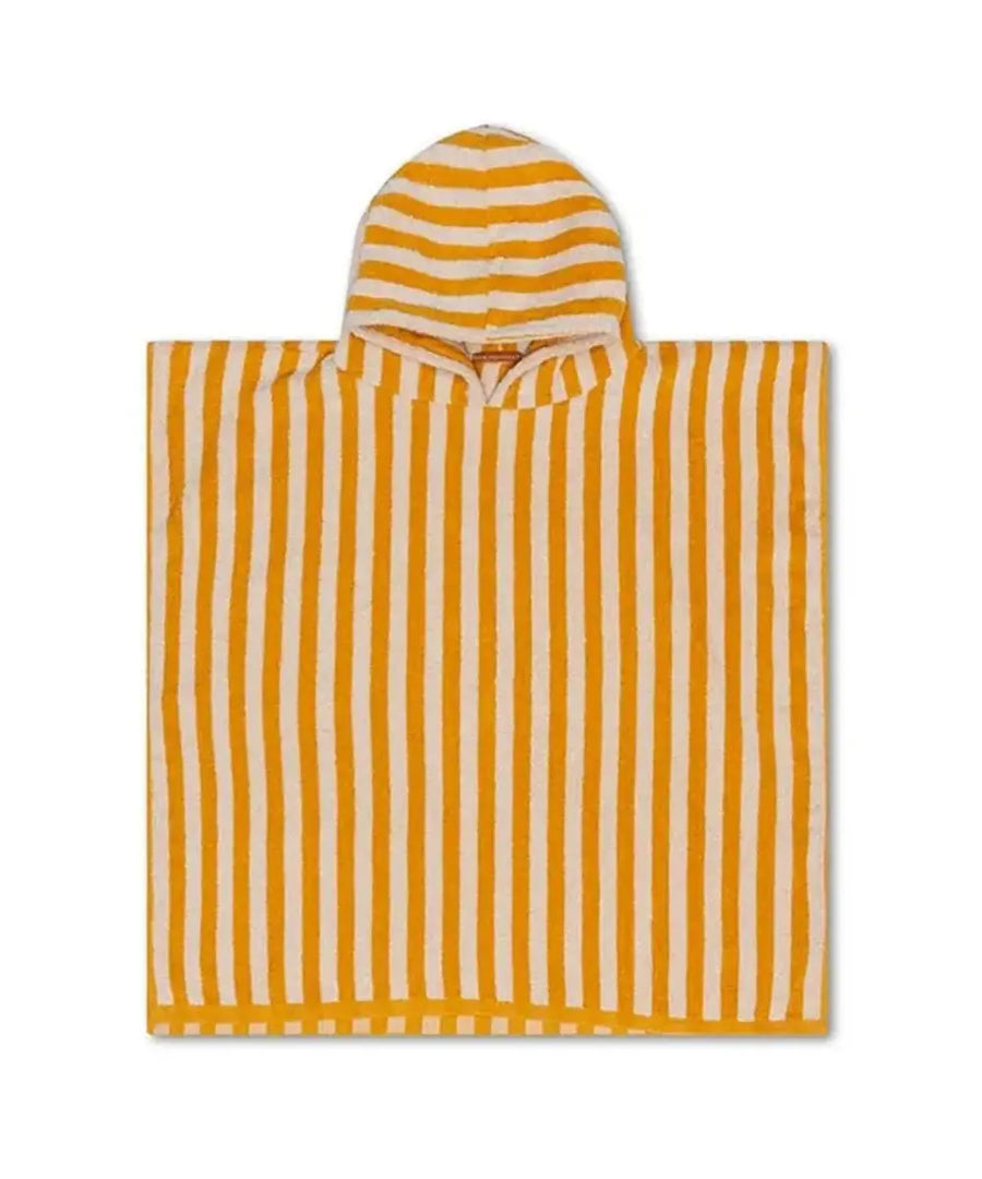 Poncho de bain pour enfant 100% coton avec des rayures jaunes de la marque Swim Essentials
