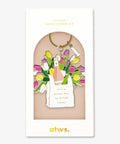 Porte-clés emaille dore motif sac fleurs tulipes et bouteille de rose Rosay Day All The Ways To Say