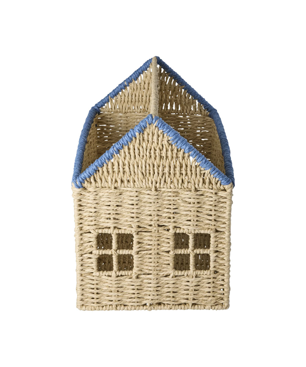 Porte-revues Maison en corde de papier bleu de Rice en situation
