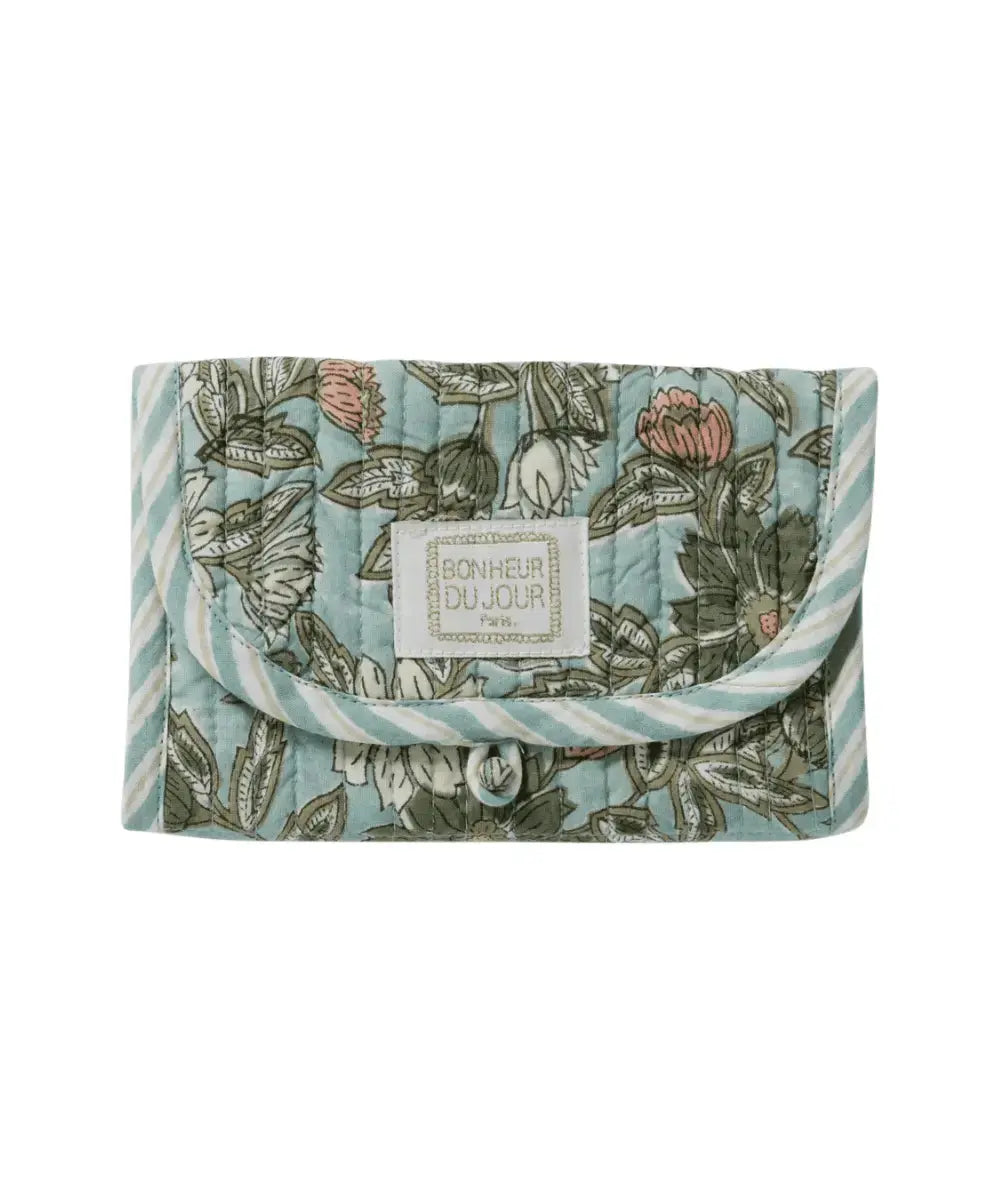 Portefeuille en coton Meera Blue Green de la marque Bonheur du Jour