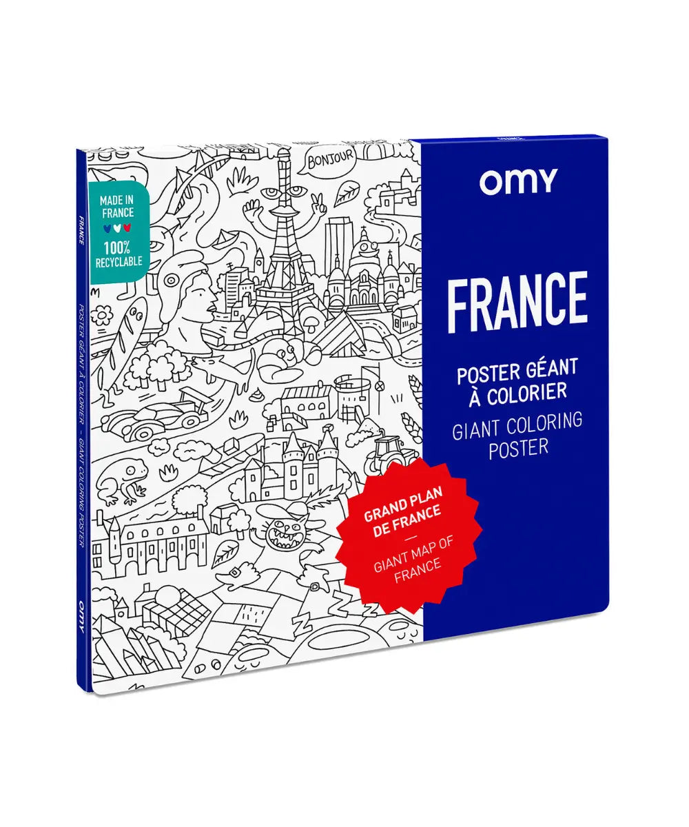 Grand poster geant a colorier carte de france et ses regions par omy.