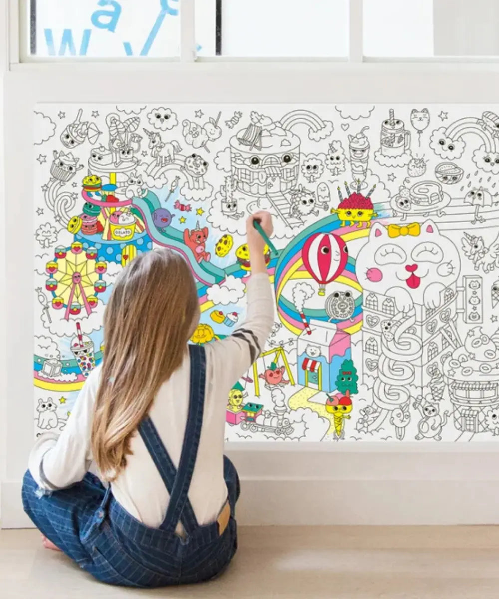 Grand poster geant a colorier univers kawaii japonais par omy.