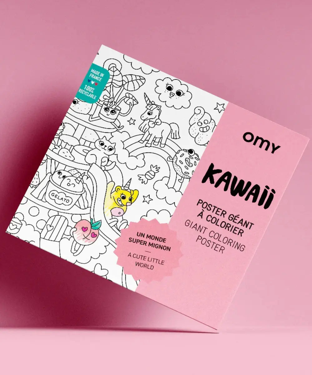 Grand poster geant a colorier univers kawaii japonais par omy.