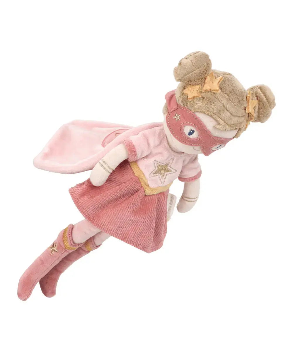 Vue des détails du costume de la poupée Super-Héros Rosa de Little Dutch