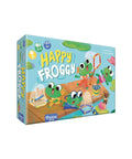 Boîte du jeu de cartes pour enfant p'tit jeu happy froggy auzou avec illustrations de grenouilles rigolotes.
