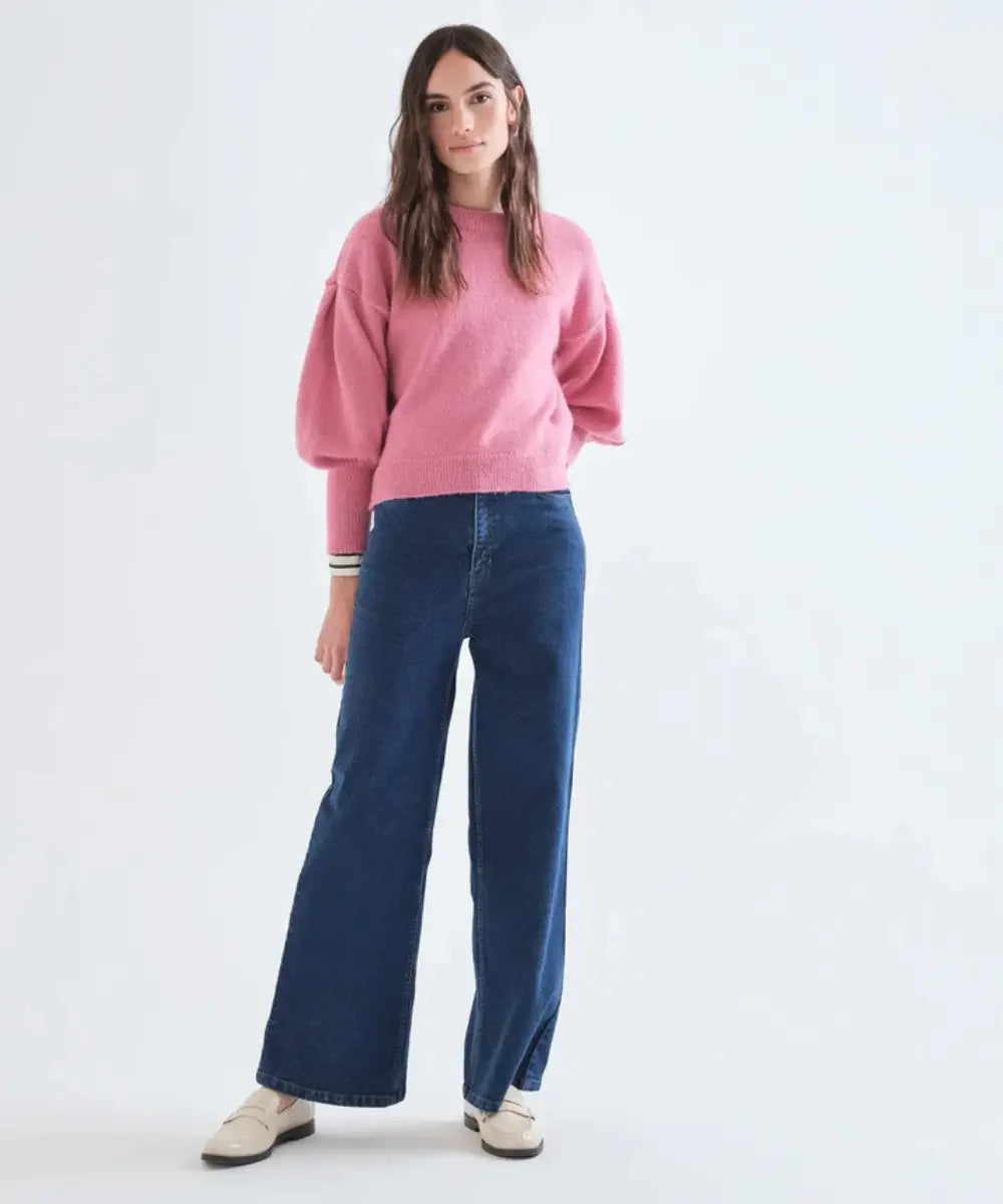Pull en maille rose col rond Compañía Fantástica coupe droite
