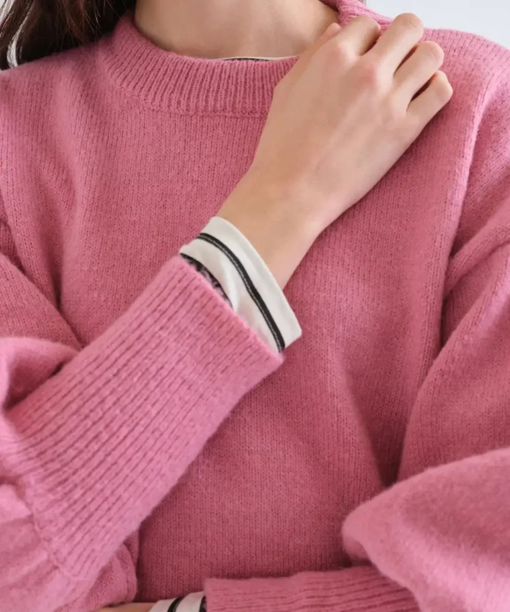 Pull en maille rose col rond Compañía Fantástica coupe droite