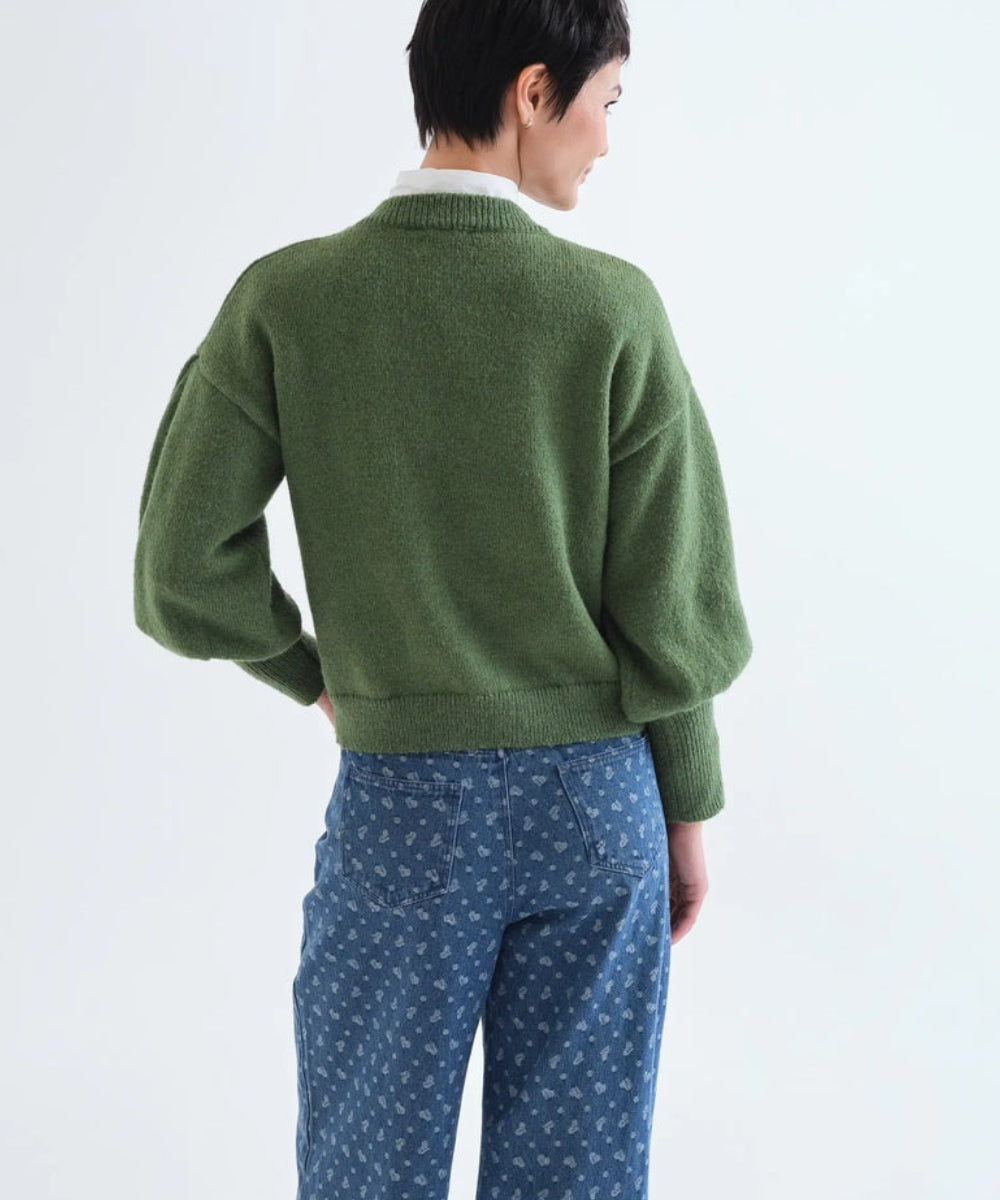 Pull vert en maille manches ballon de Compañía Fantástica