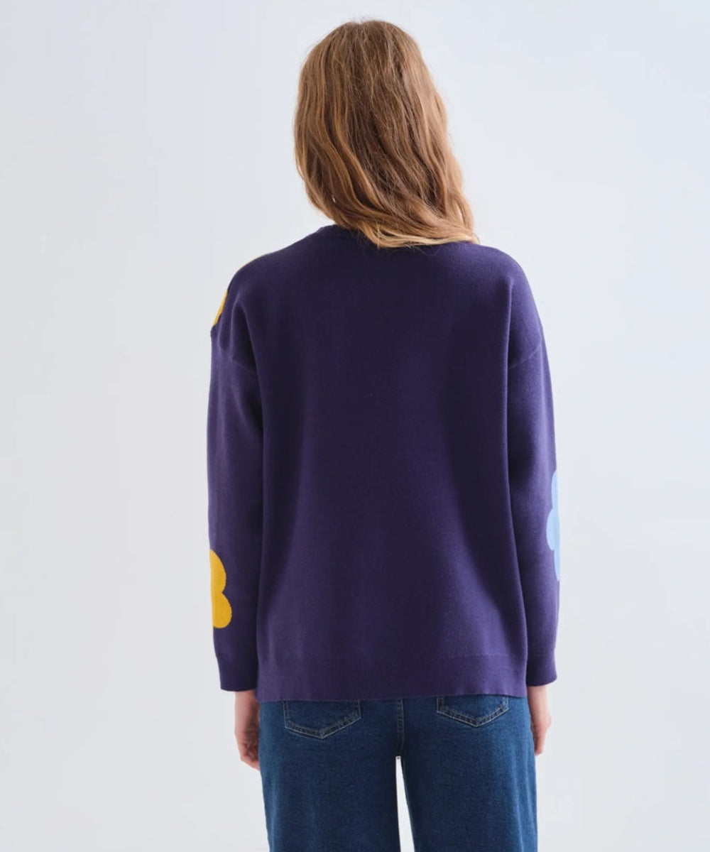 Pull violet imprimé fleurs Euphonia de Compañía Fantástica