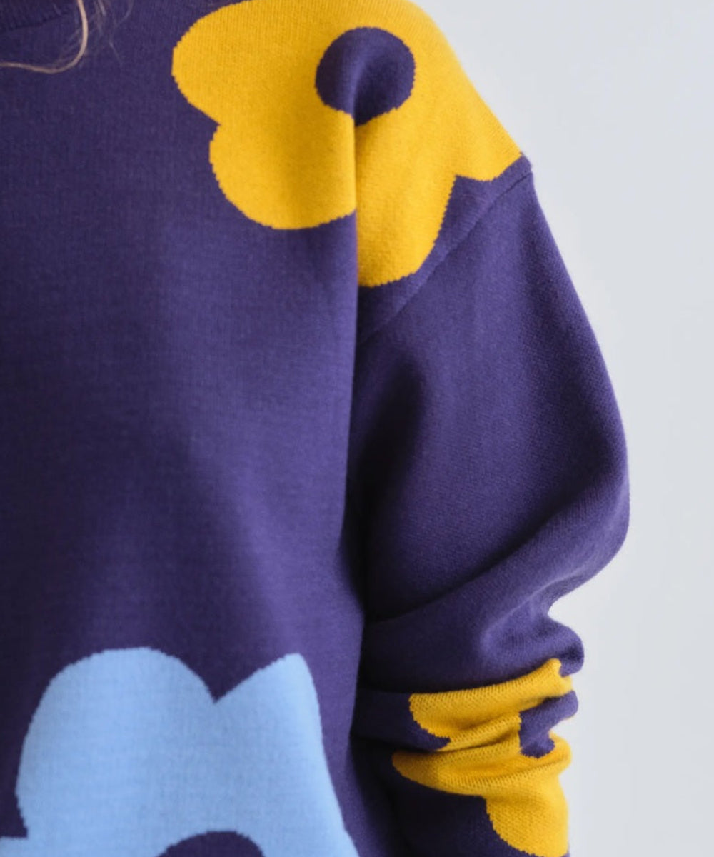 Pull violet imprimé fleurs Euphonia de Compañía Fantástica