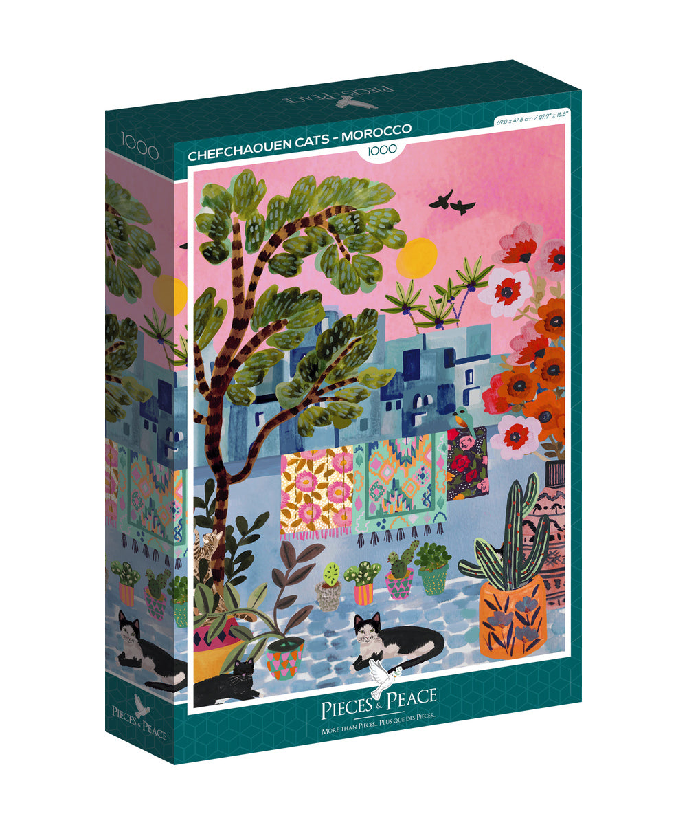 Puzzle 1000 pièces Chats de Chefchaouen - Maroc de Pieces & Peace