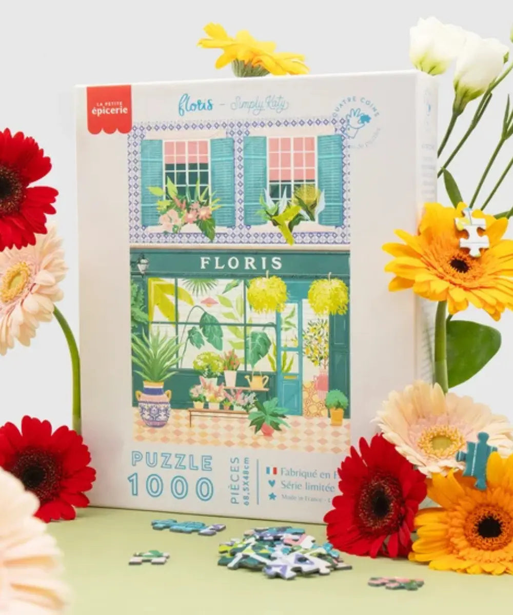 Détails de la boîte du puzzle 1000 pièces Floris de La Petite Epicerie.