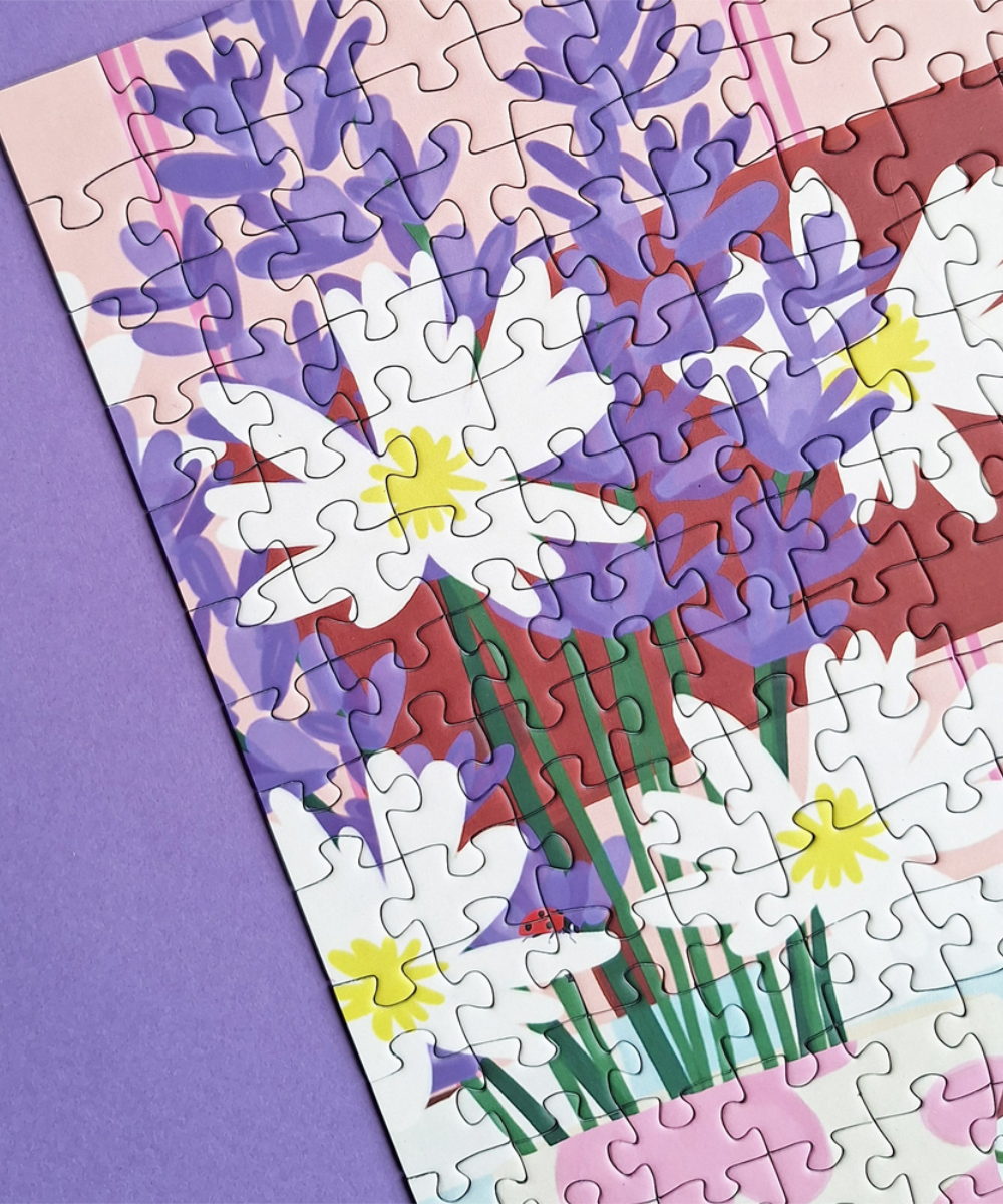Tapas y amigos, puzzle 1000 pièces de Pièce rapportée, détail de l’illustration et des pièces assemblées