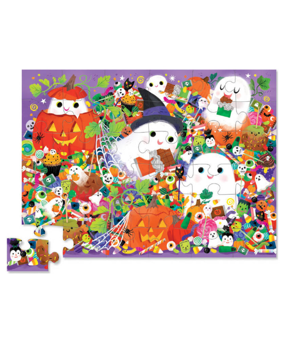 Puzzle 36 pièces Halloween de Crocodile Creek, présenté sous un autre angle, sur fond blanc