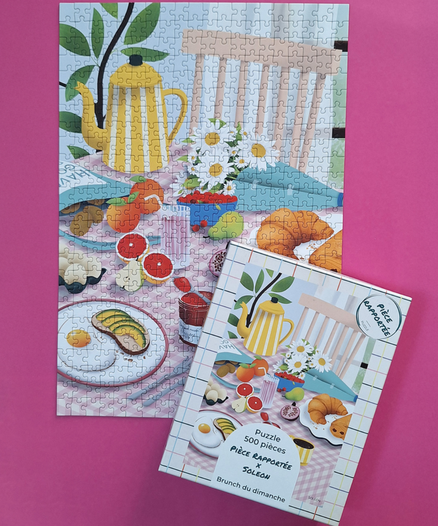 Brunch du dimanche, puzzle 500 pièces de Pièce rapportée, boîte illustrée
