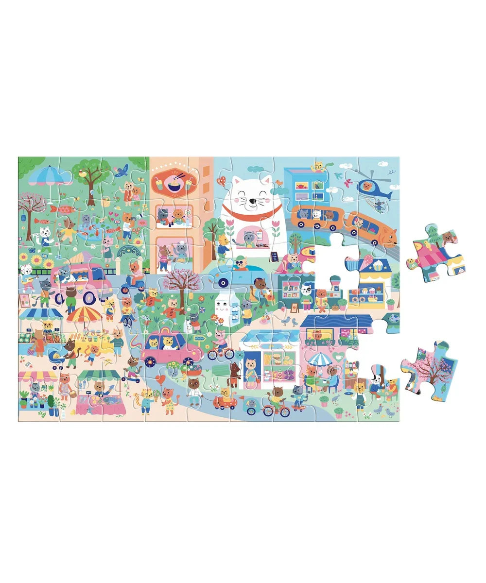 Puzzle cherche et trouve kawaii 54 pieces auzou avec poster fabrique en france