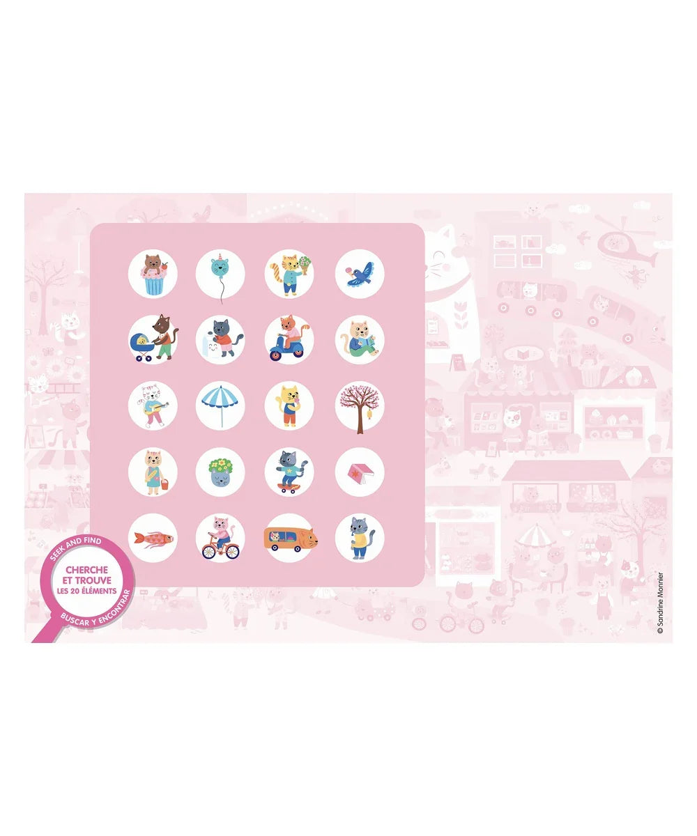 Puzzle cherche et trouve kawaii 54 pieces auzou avec poster fabrique en france