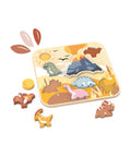Puzzle en bois Dinosaures 8 pièces de Speedy Monkey, sur fond blanc