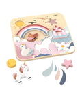 Puzzle en bois Licornes 8 pièces de Speedy Monkey, sur fond blanc